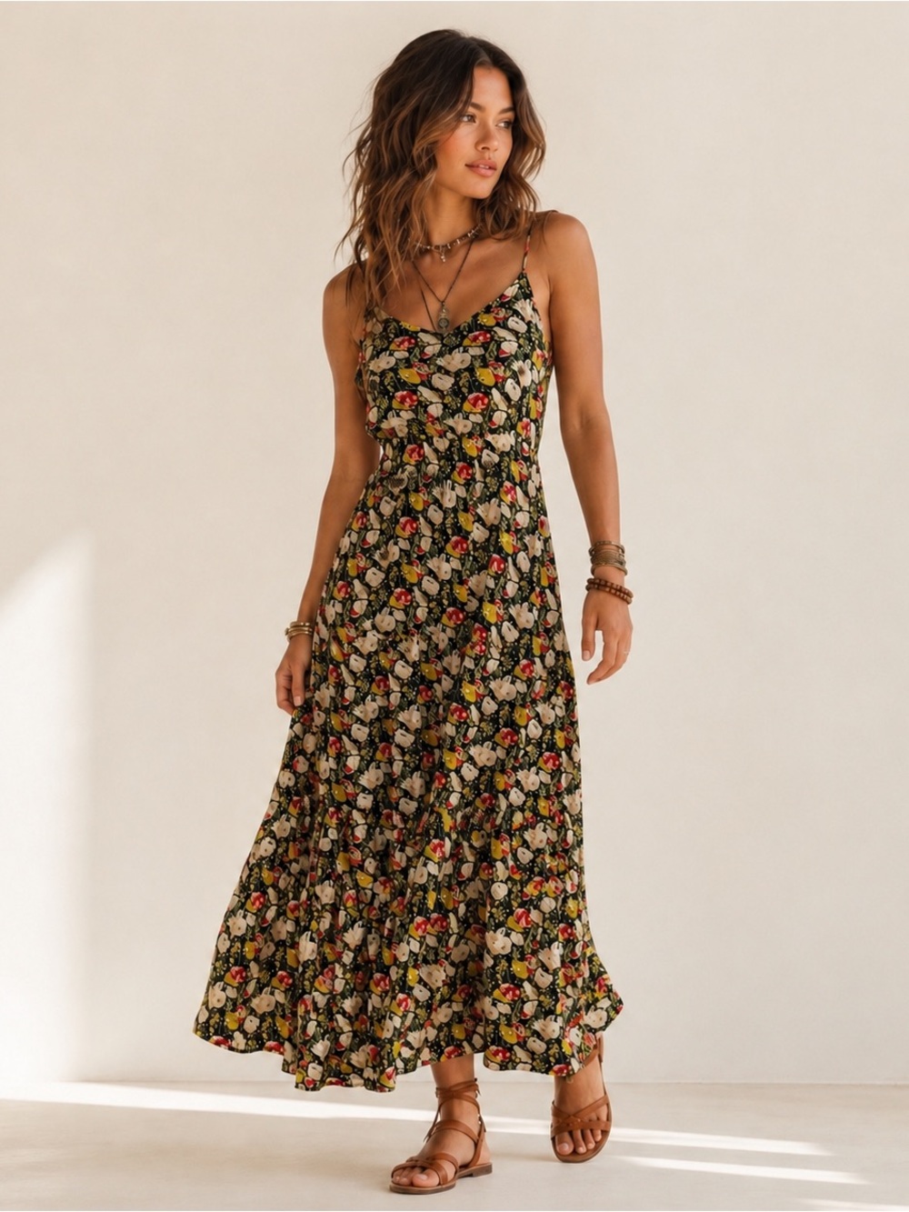 $120 J. Crew Mercantile Bohemian Floral Chiffon Tiered Maxi Dress Sz 4